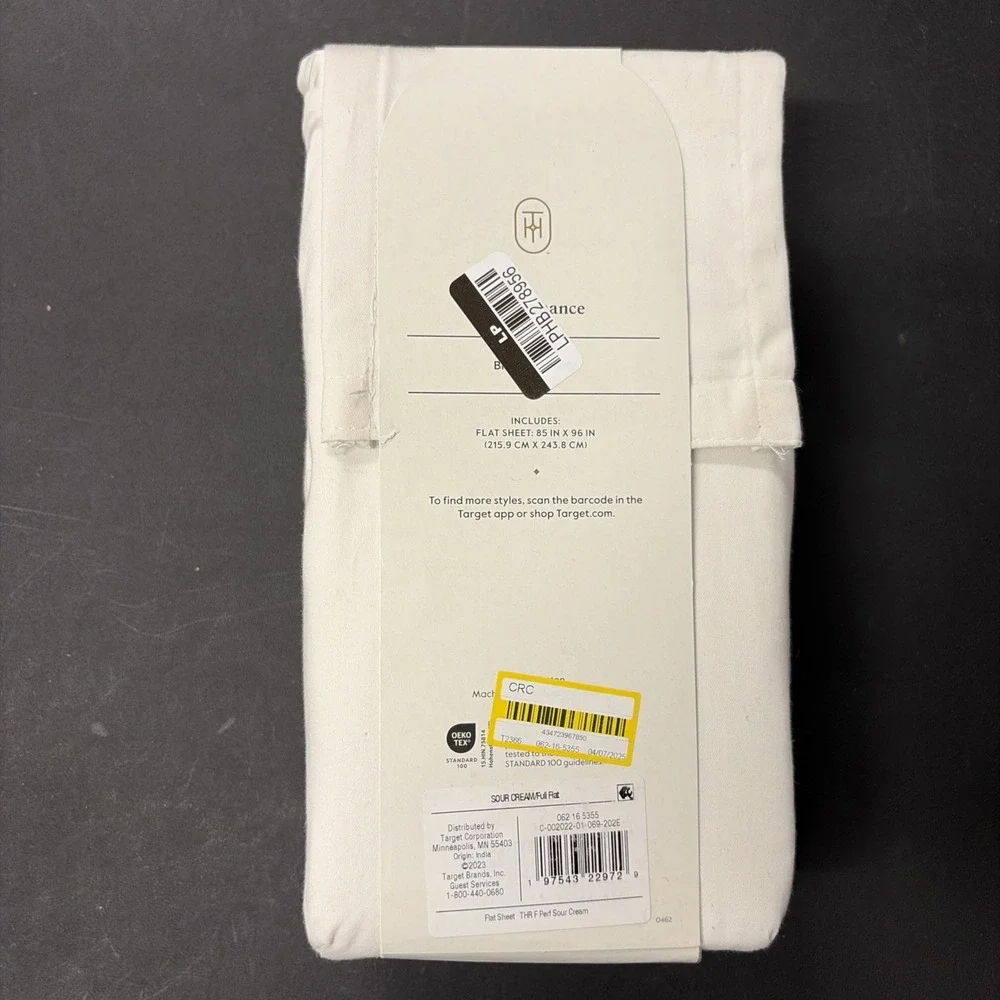 Threshold FULL Performance Flat Sheet Silky Soft Sateen SOUR CREAM 400 TC 20545